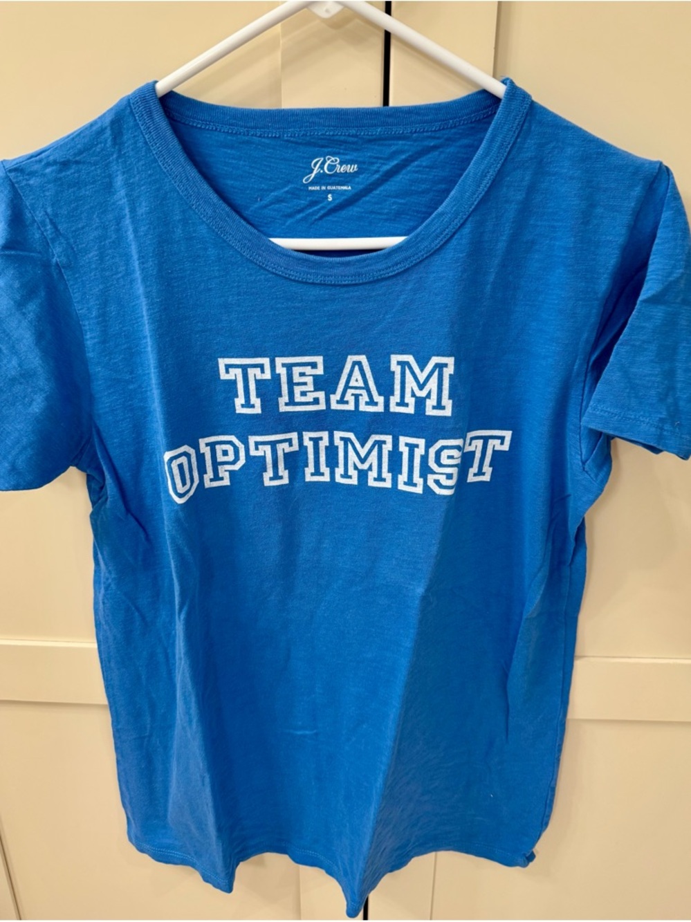 J. Crew Bright Blue 'Team Optimist' Short Sleeve Tee